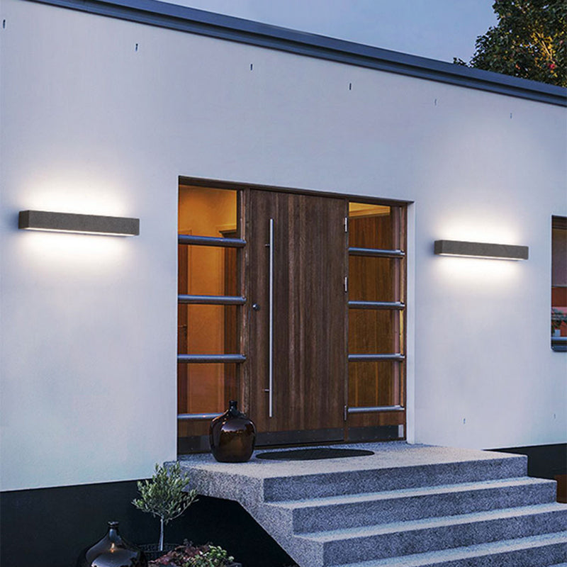Ray Semplice Rettangolare LED Applique da Esterni Nero/Bianco Metallo Acrilico Giardino