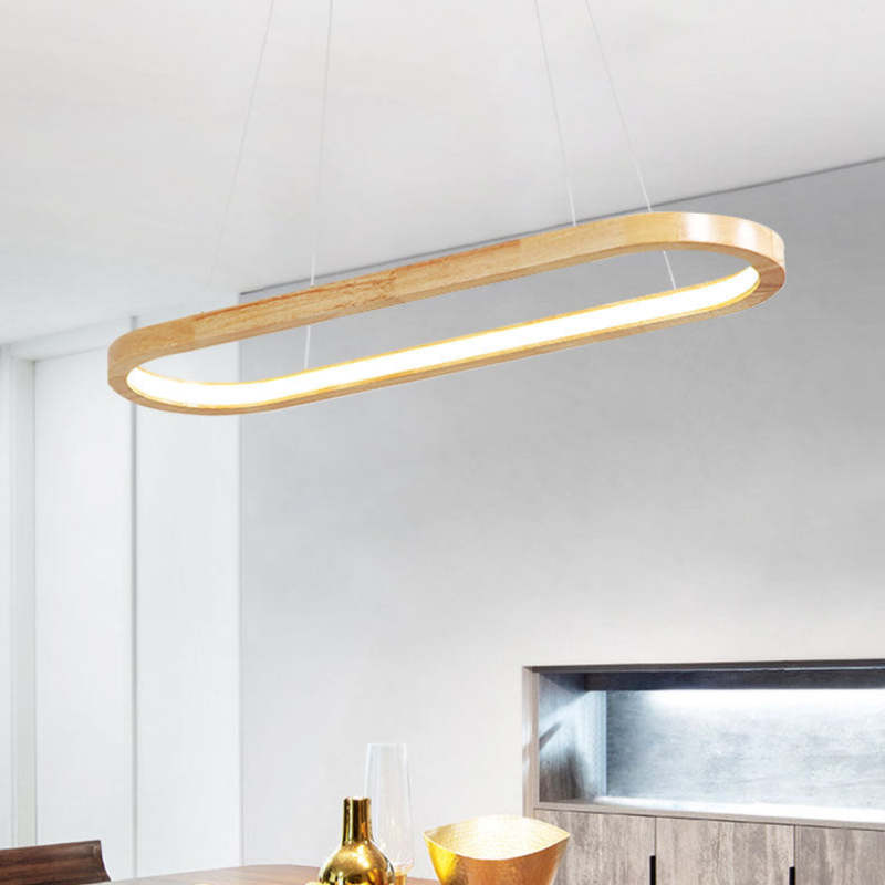 Muto Bellissimo LED Lampade a Sospensione Legno Ovale Contemporanee
