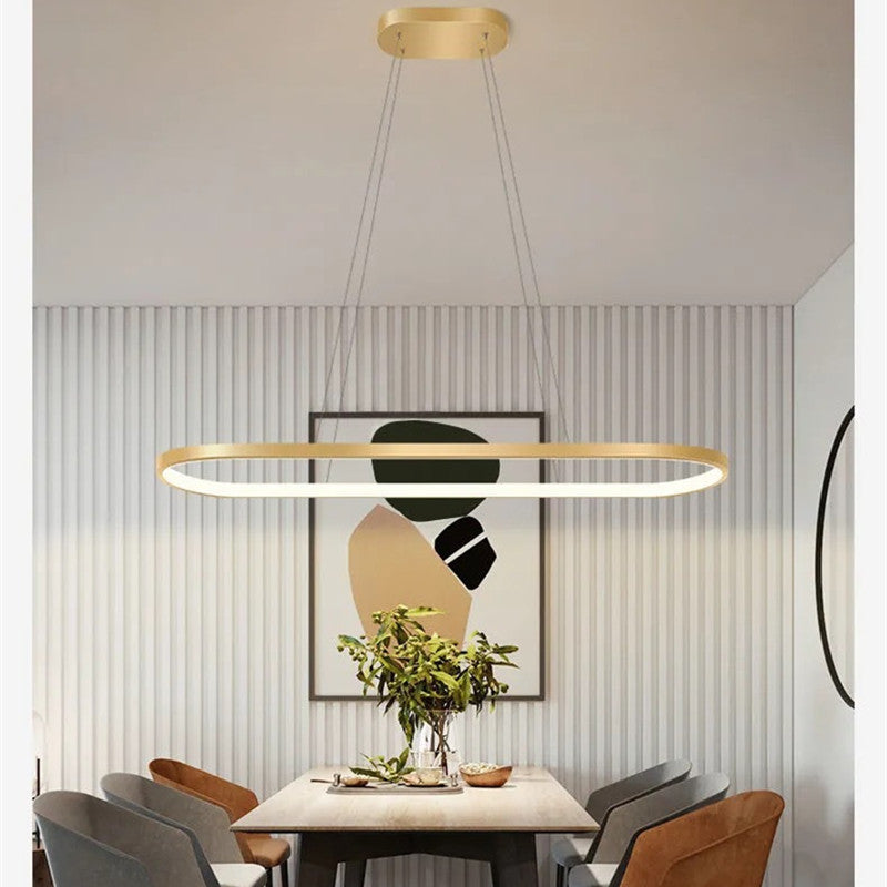 Arisha Lampada a Sospensione Nero/Bianco/Oro Ovale Minimalista Appeso