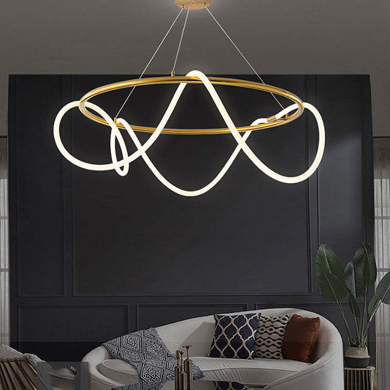 Arisha Lampada a Sospensione Metallo Oro Curva Lineare Soggiorno/Camera da Letto