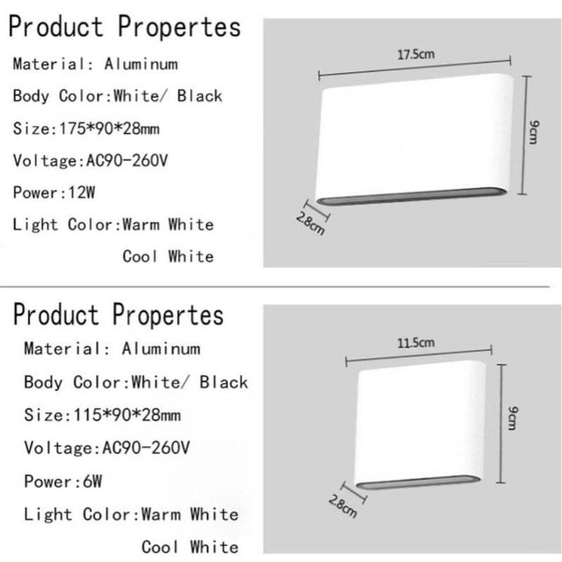Ray Moderno Design LED Applique da Esterni Metallo Rettangolare