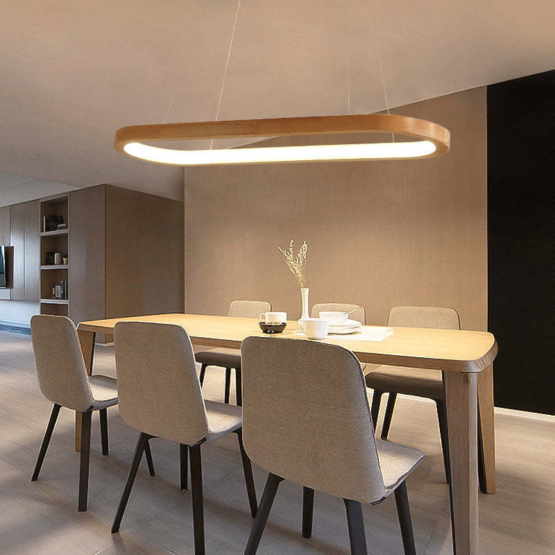 Muto Bellissimo LED Lampade a Sospensione Legno Ovale Contemporanee