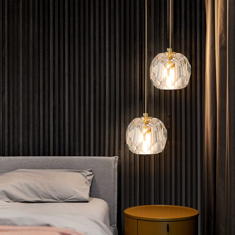 Kristy Moderno LED Lampada a Sospensione Metallo/Acrilico Oro Trasparente Diamante Sfaccettato Soggiorno/Camera da Letto