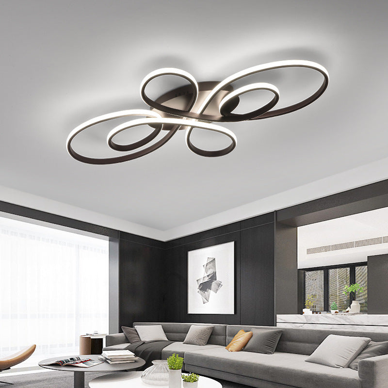 Arisha Moderno LED Metallo Plafoniera Multi Anelli Marrone/Bianco Soggiorno/Camera da Letto