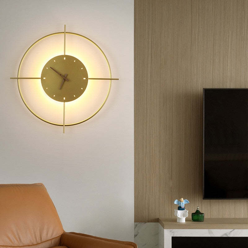 Arisha Moderna Design LED Applique Metallo Acrilico Orologio Oro/Nero Soggiorno/Camera da Letto