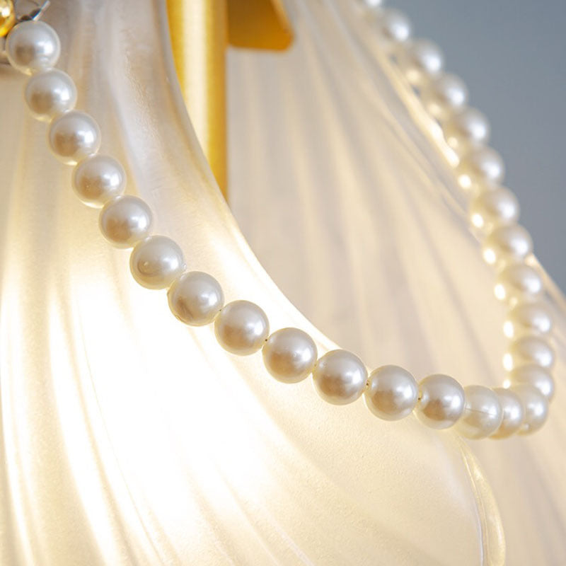 Kristy Bellissimo LED Lampada a Sospensione Metallo/Acrilico Art Déco Bianco Conchiglia di Perle Soggiorno/Camera da Letto