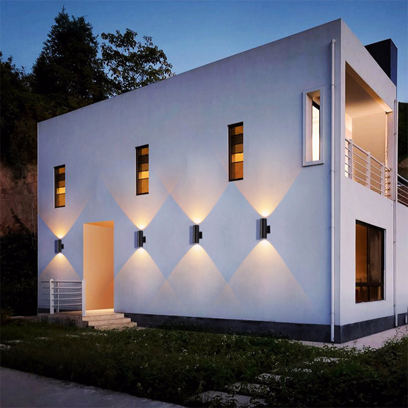 Ray Moderne LED Lampade da Esterno Metallo Nero Doppio-Luci Minimalista