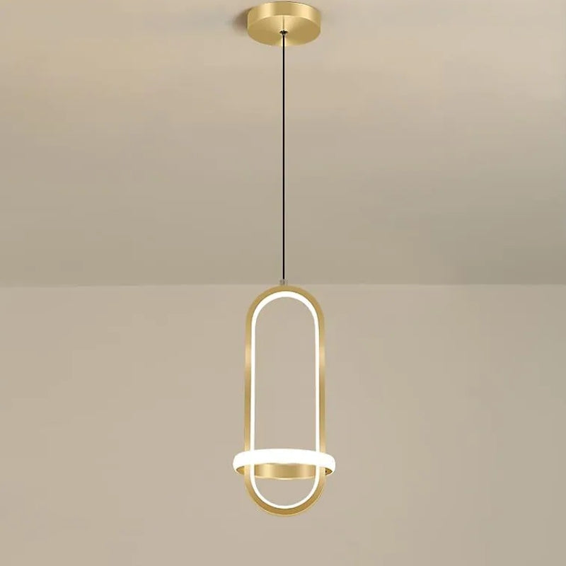 Arisha Minimalista Moderna LED Lampada a Sospensione Squillo LED Nero/Oro Soggiorno/Camera da Letto