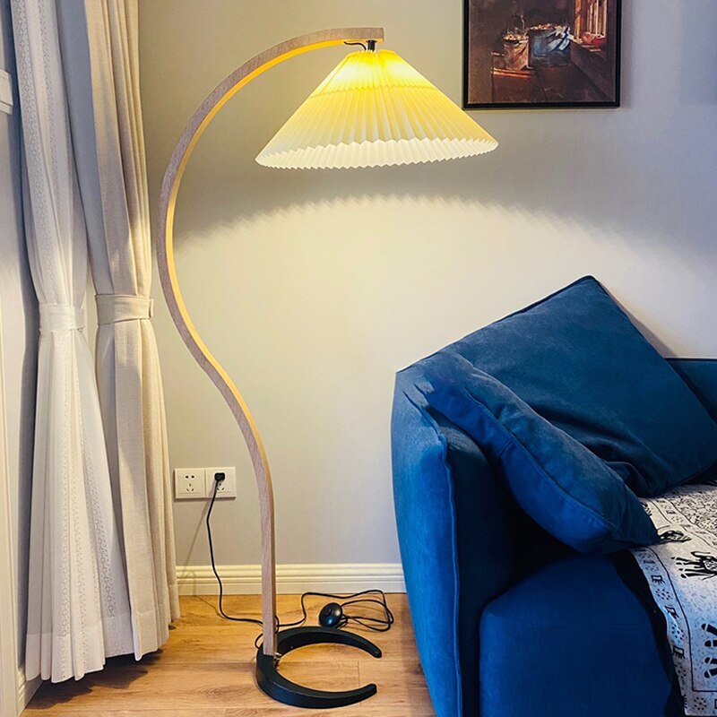 Muto Minimalista LED Lampada da Terra Metallo Legno Arco Soggiorno/Camera da Letto