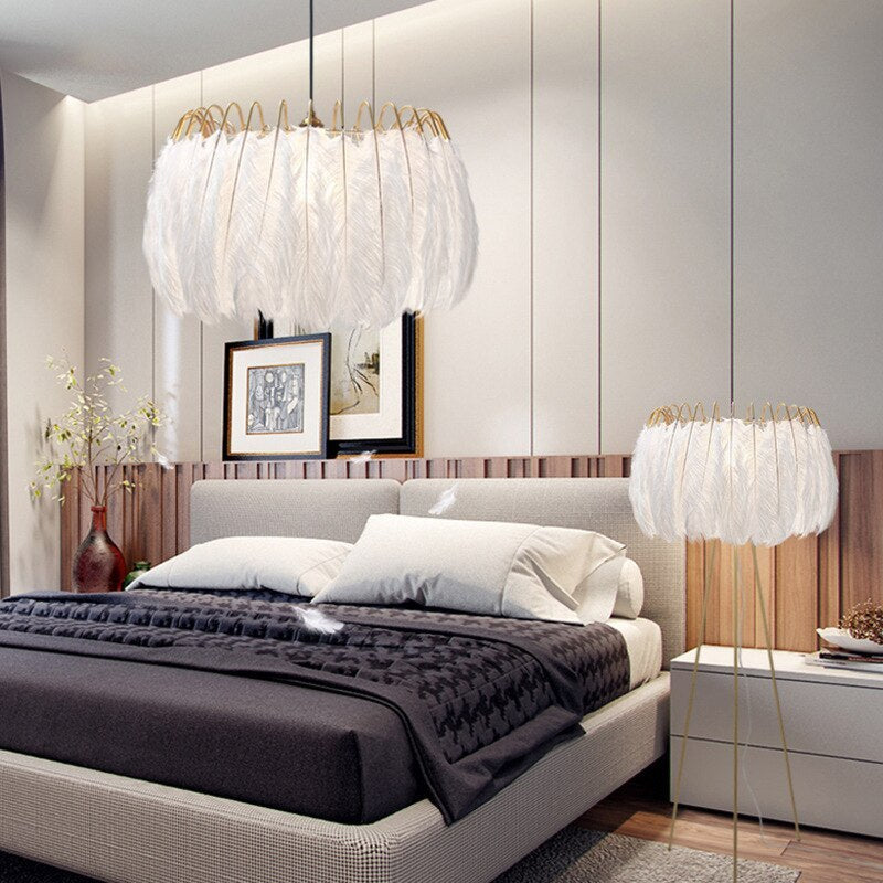 O'Moore Elegante LED Lampade a Sospensione Piuma Nero/Bianco Camera da Letto/Soggiorno