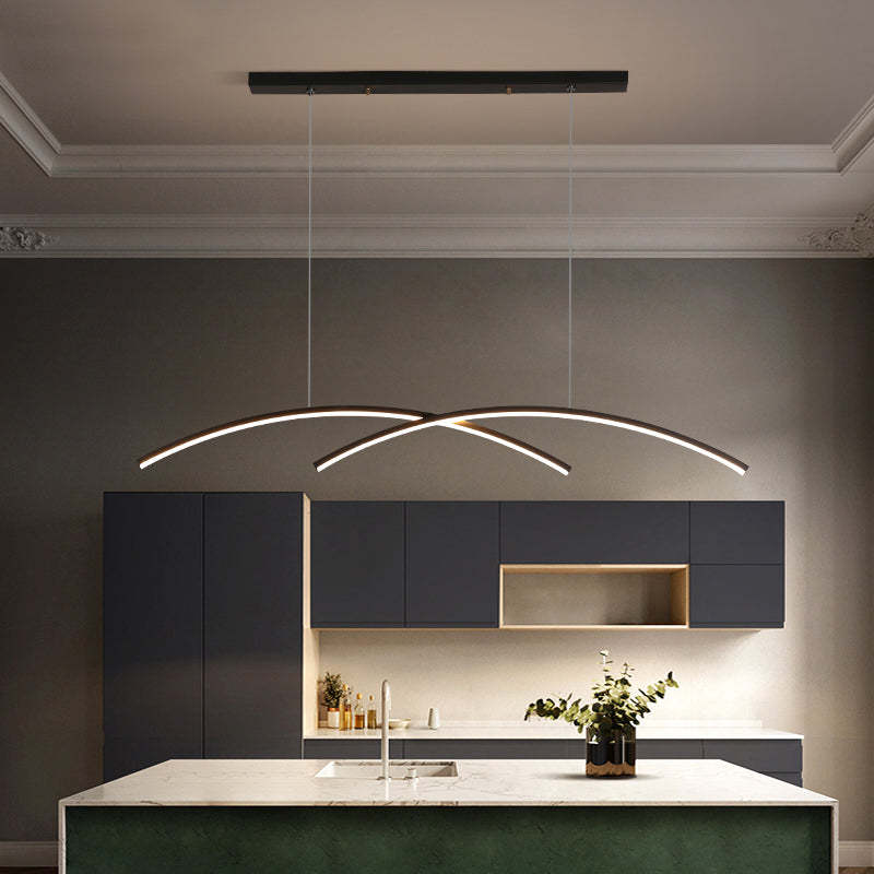 Arisha Moderna LED Lampada a Sospensione Metallo Nero/Oro Lineare/Doppia Curva Soggiorno