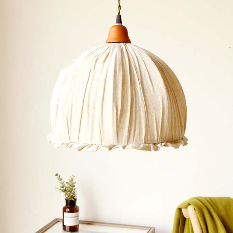 Arisha Vintage LED Minimalismo Lampada a Sospensione Tessuto Beige Ciondolo Soggiorno/Camera da Letto