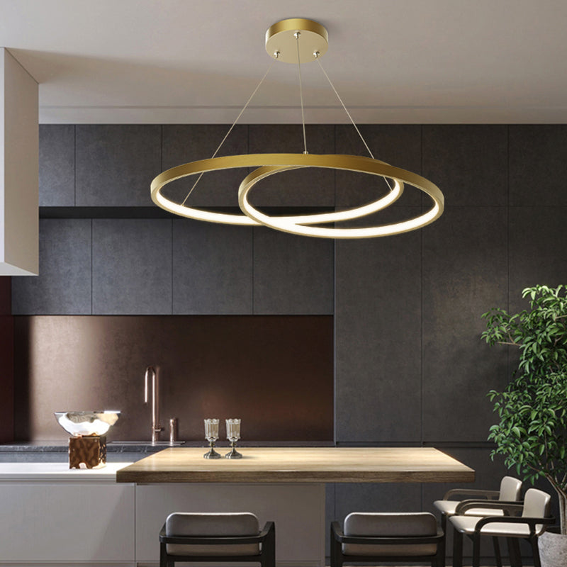 Arisha Moderno LED Cerchio Curvo Lampade a sospensione Metallo Nero/Oro Soggiorno/Camera da Letto