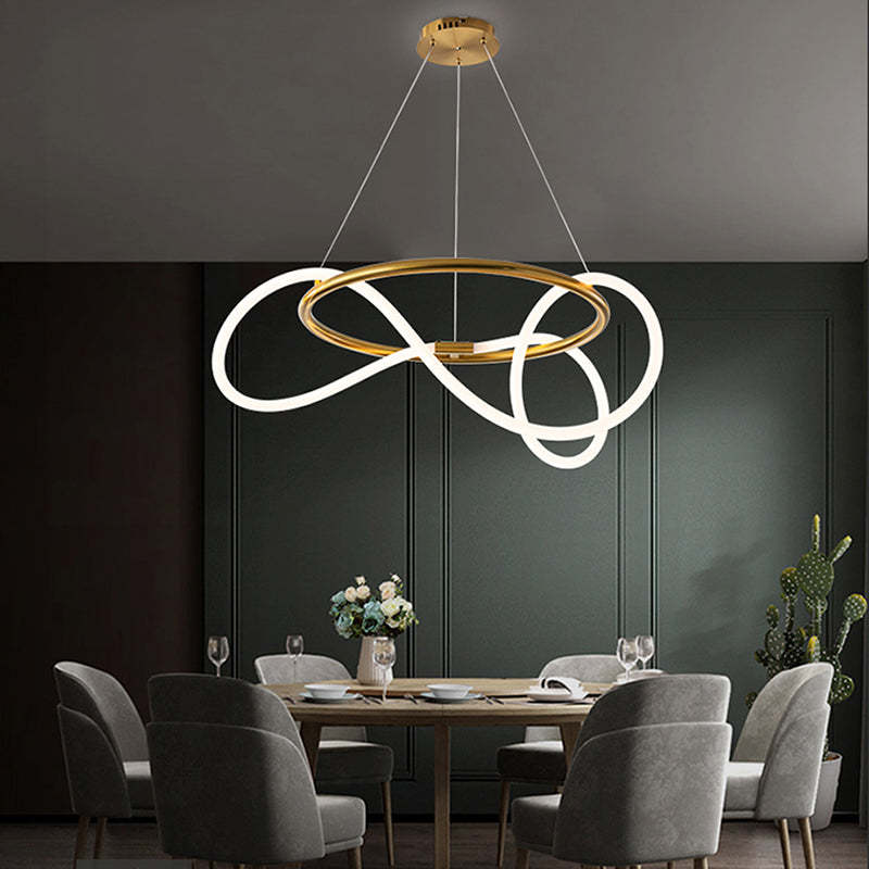 Arisha Lampada a Sospensione Metallo Oro Curva Lineare Soggiorno/Camera da Letto