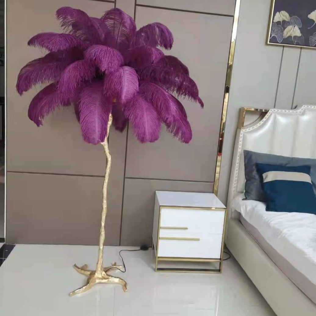 O'Moore Design LED Lampada da Terra Piuma Struzzo Lussa Soggiorno/Camera da Letto