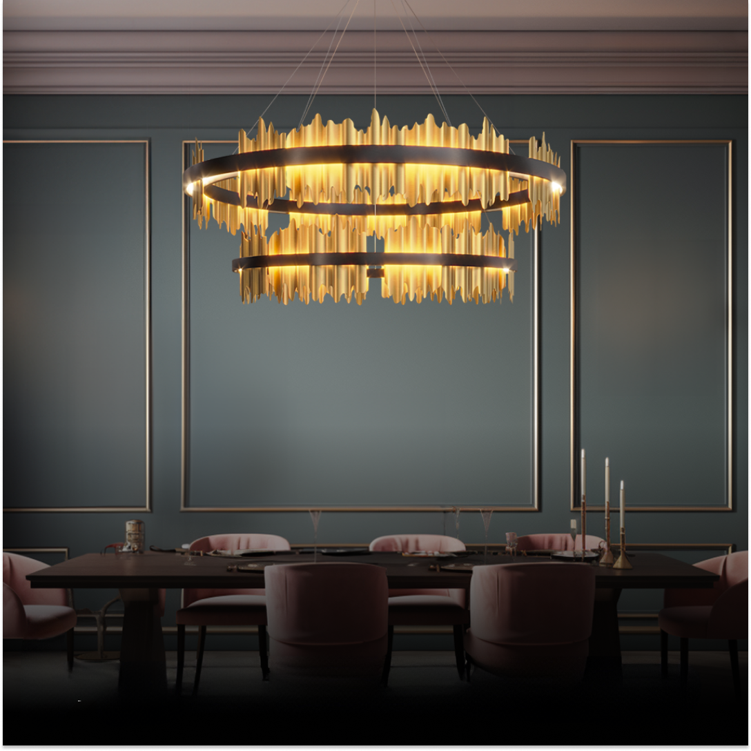 Kristy Design Moderno LED Metallo Vetro Lampadari Nero Oro