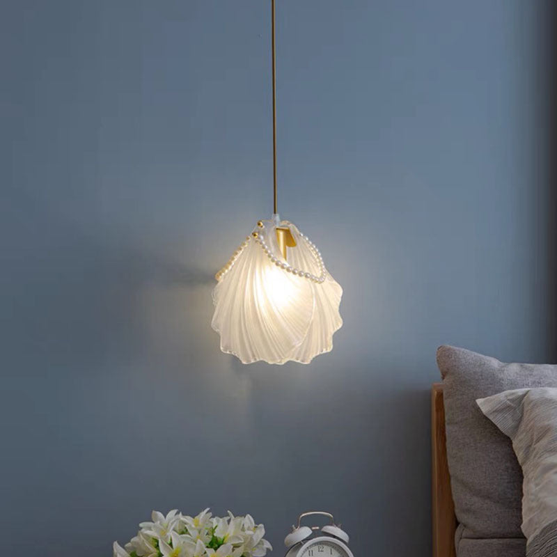 Kristy Bellissimo LED Lampada a Sospensione Metallo/Acrilico Art Déco Bianco Conchiglia di Perle Soggiorno/Camera da Letto