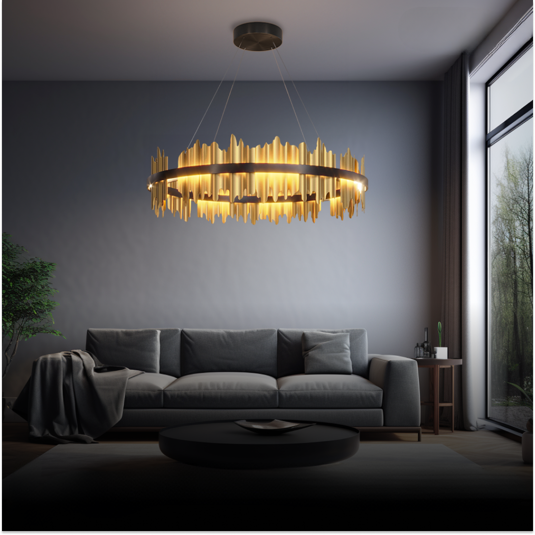 Kristy Design Moderno LED Metallo Vetro Lampadari Nero Oro