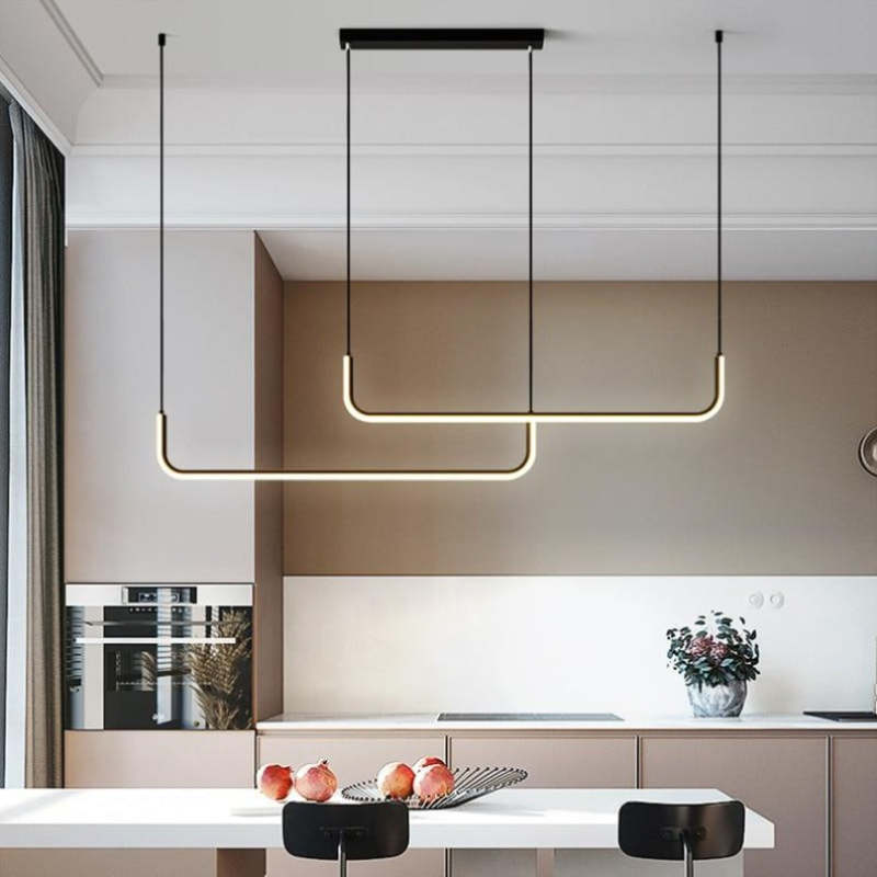 Arisha Moderne LED Lampade a Sospensione Lineare Doppia Cornice