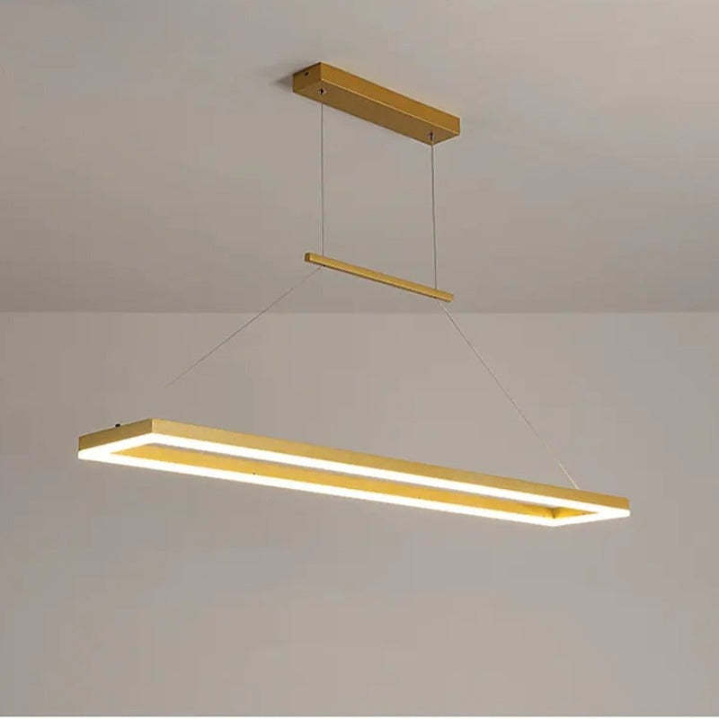 Edge Minimalismo LED Lampada a Sospensione Metallo Orizzontale Rettangolare Lussa Caffè/Oro