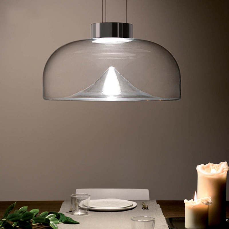 Arisha Moderna Montagna LED Lampada a Sospensione Vetro Metallo Trasparente Camera da Letto