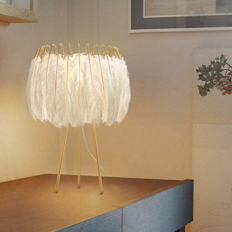 O'Moore Moderno LED Lampada da Terra Piuma Bianco Tripot Soggiorno