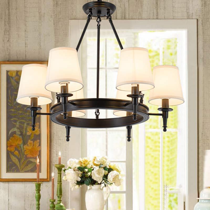 Silva Vintage Industriale LED Lampade a Sospensione Metallo Tessuto Nero/Marrone Sala da Pranzo