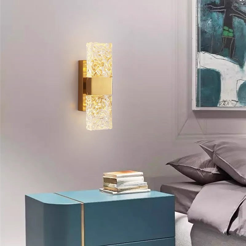 Arisha Moderna LED Trasparente Bellissimo Applique Metallo Acrilico Oro Rettangolare Soggiorno/Camera da Letto