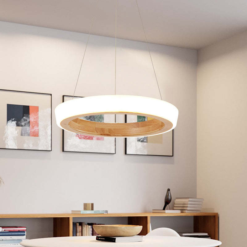 Muto Lampade a Sospensione Legno Bianco/Oro Anello Soggiorno Moderne