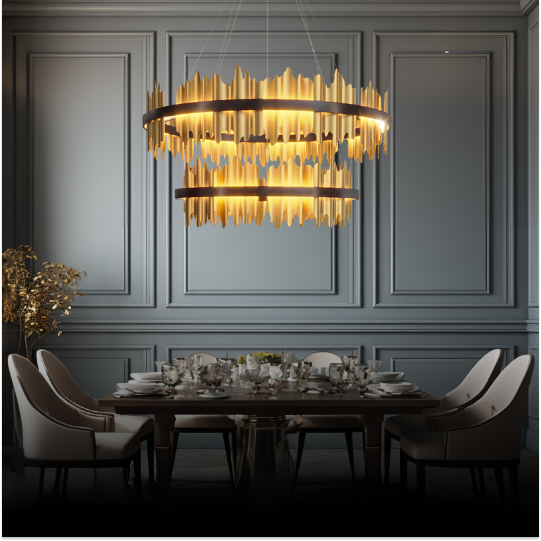 Kristy Design Moderno LED Metallo Vetro Lampadari Nero Oro