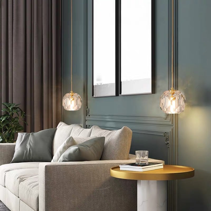 Kristy Moderno LED Lampada a Sospensione Metallo/Acrilico Oro Trasparente Diamante Sfaccettato Soggiorno/Camera da Letto