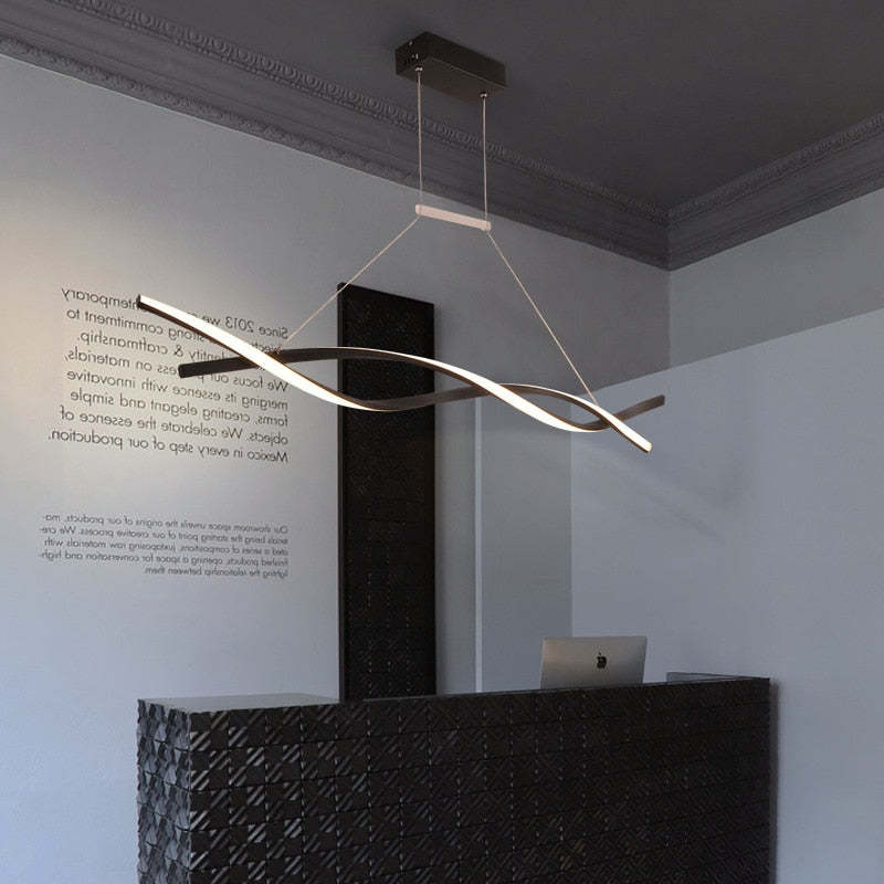 Arisha Lampade a Sospensione Lineare Doppia onda Moderno Metallo Nero/Grigio Camera da Letto