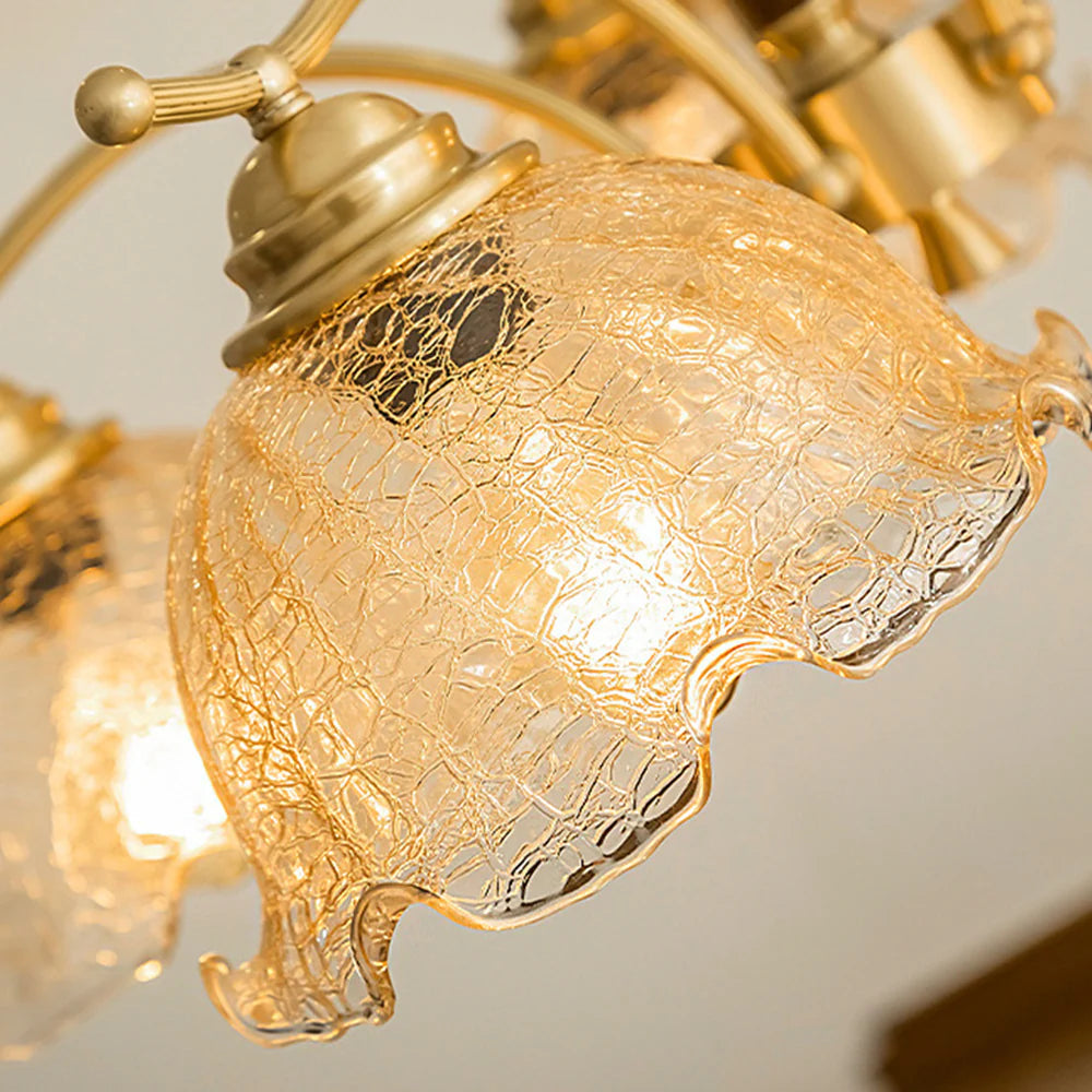 Arisha Vintage LED Metallo Legno Vetro Lux Lampadario Camera da letto Soggiorno