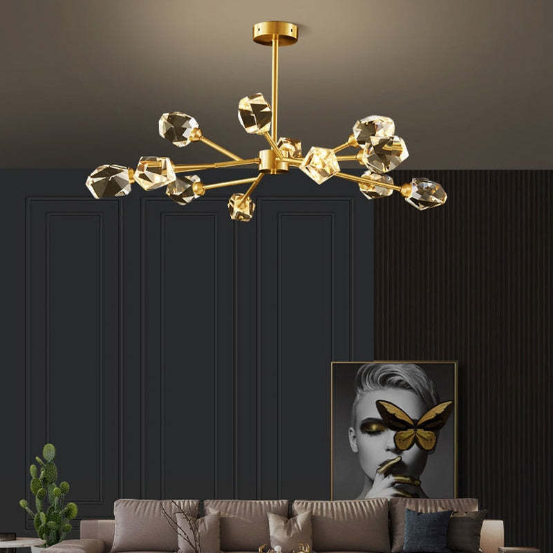 Kristy Lusso LED Bellissimi Lampadario Metallo Cristallo Oro Soggiorno/Camera da Letto