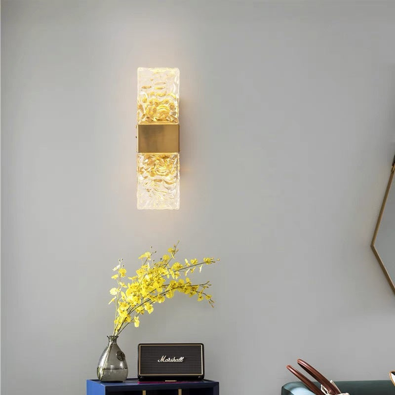 Arisha Moderna LED Trasparente Bellissimo Applique Metallo Acrilico Oro Rettangolare Soggiorno/Camera da Letto