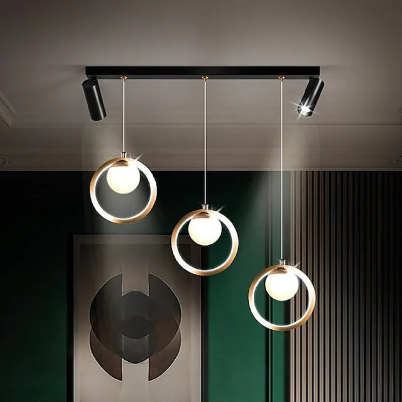 Arisha Lampade a Sospensione Vetro/Metallo Multi Anelli Moderne