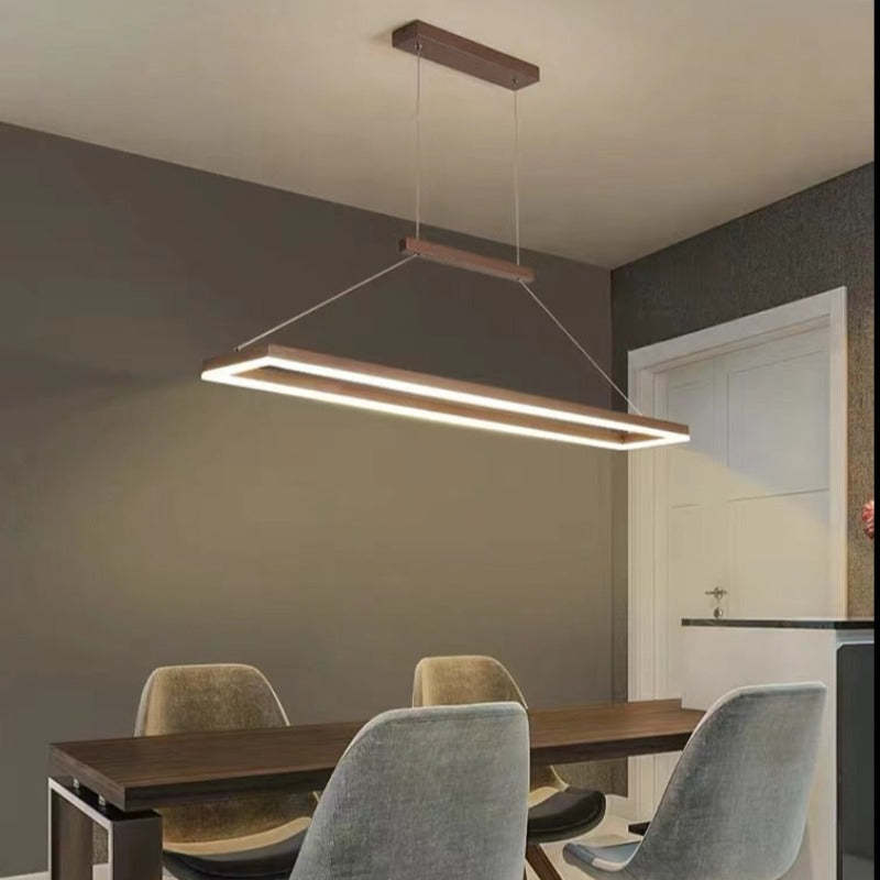Edge Minimalismo LED Lampada a Sospensione Metallo Orizzontale Rettangolare Lussa Caffè/Oro