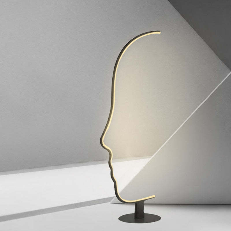 Arisha Moderna LED Lampada da Terra Metallo/Silicio Nero Arco Profilo Umano