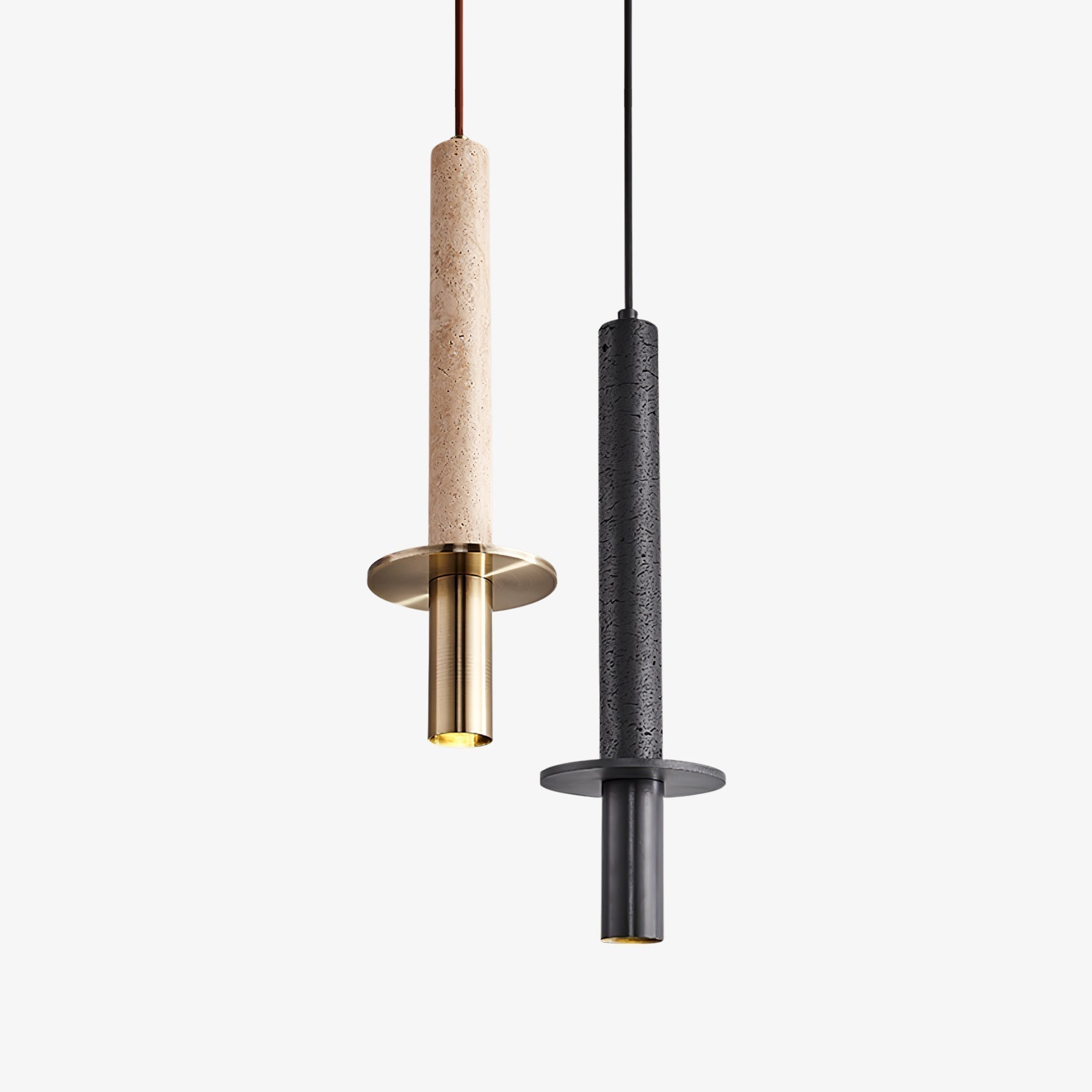 Avdoryra Dual Cylinder Travertine Pendant Light - Neutralighting