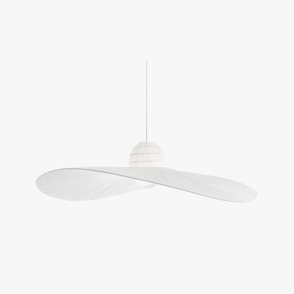Ritta Moderna LED Lampada a Sospensione Metallo/Tessuto Nero/Bianco Ampio-Brimmed Cappello Forma
