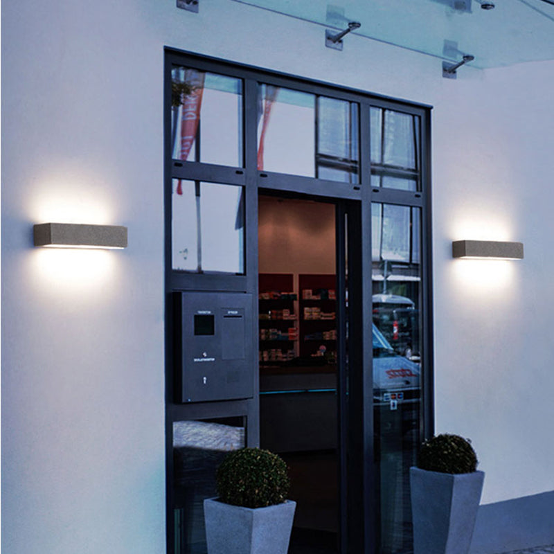 Ray Semplice Rettangolare LED Applique da Esterni Nero/Bianco Metallo Acrilico Giardino