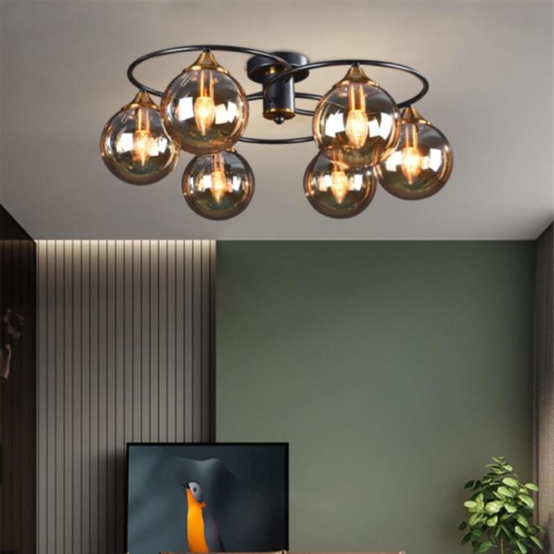 Valentina Moderno LED Sfera Plafoniera Vetro Grigio/Ambra Metallo Acrilico Sala da Pranzo