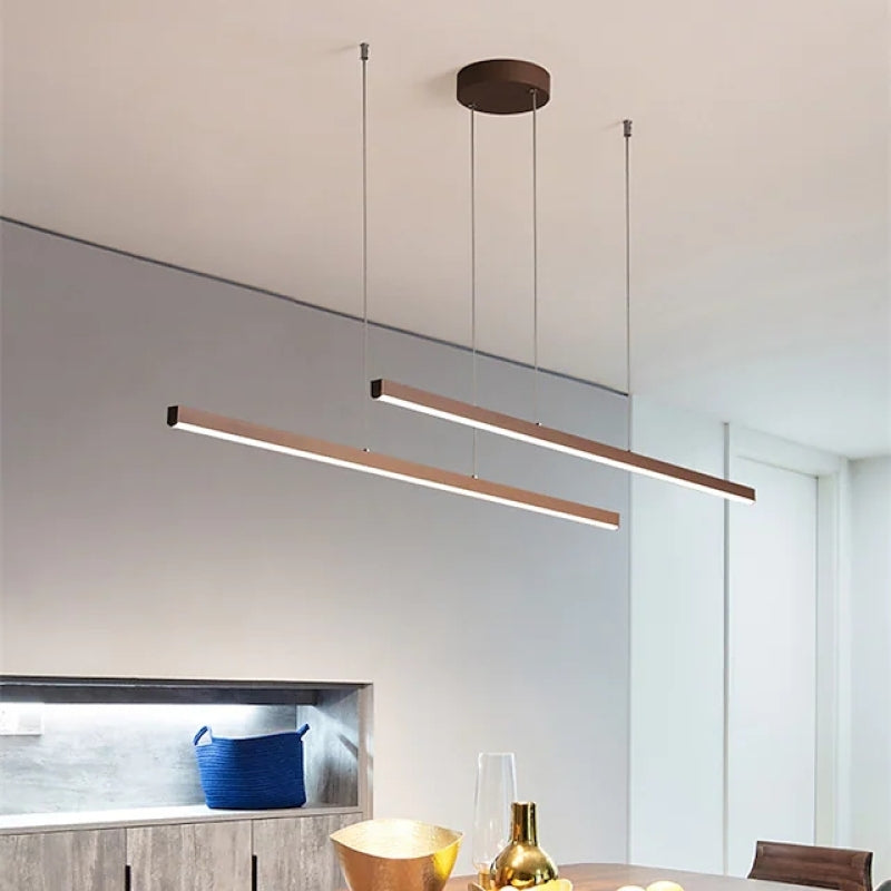 Edge Minimalismo LED Lampada a Sospensione Metallo Marrone Doppio-Lineare Moderna