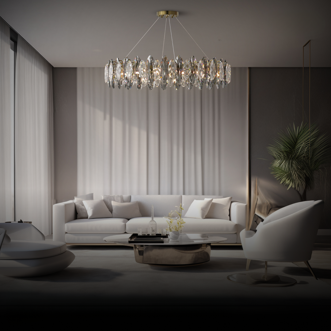 Kristy Cristallo LED Vetro/Metallo Lampadari Ellittica Oro Soggiorno