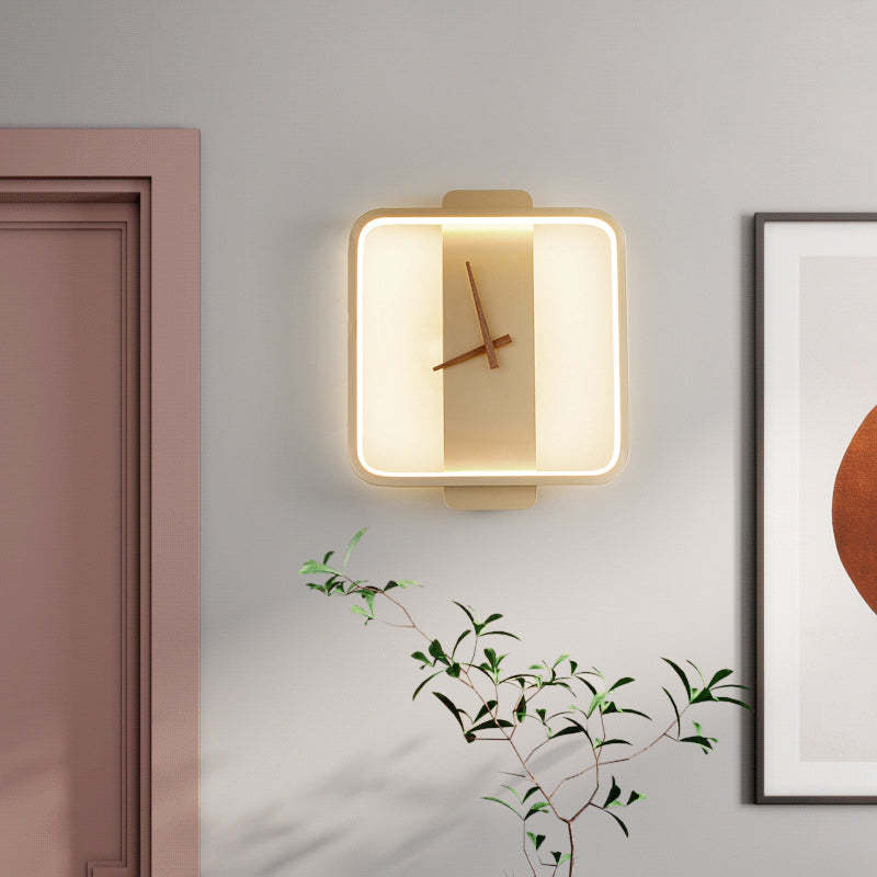 Nordic Moderno LED Orologio Applique Quadrato/Girare Metallo Acrilico Oro/Nero Soggiorno/Camera da Letto