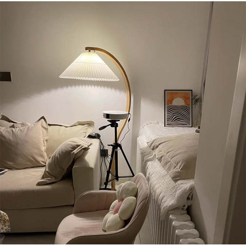 Muto Minimalista LED Lampada da Terra Metallo Legno Arco Soggiorno/Camera da Letto