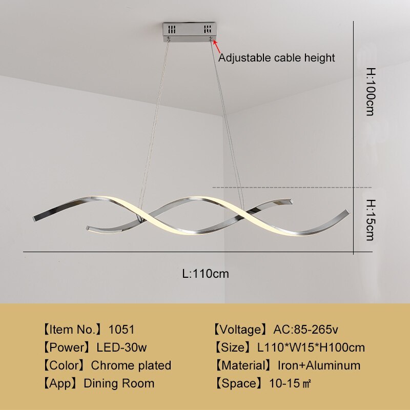 Arisha Moderno LED Spirale Lampada a Sospensione Metallo Acrilico Oro Sala da Pranzo/Soggiorno/Camera da Letto