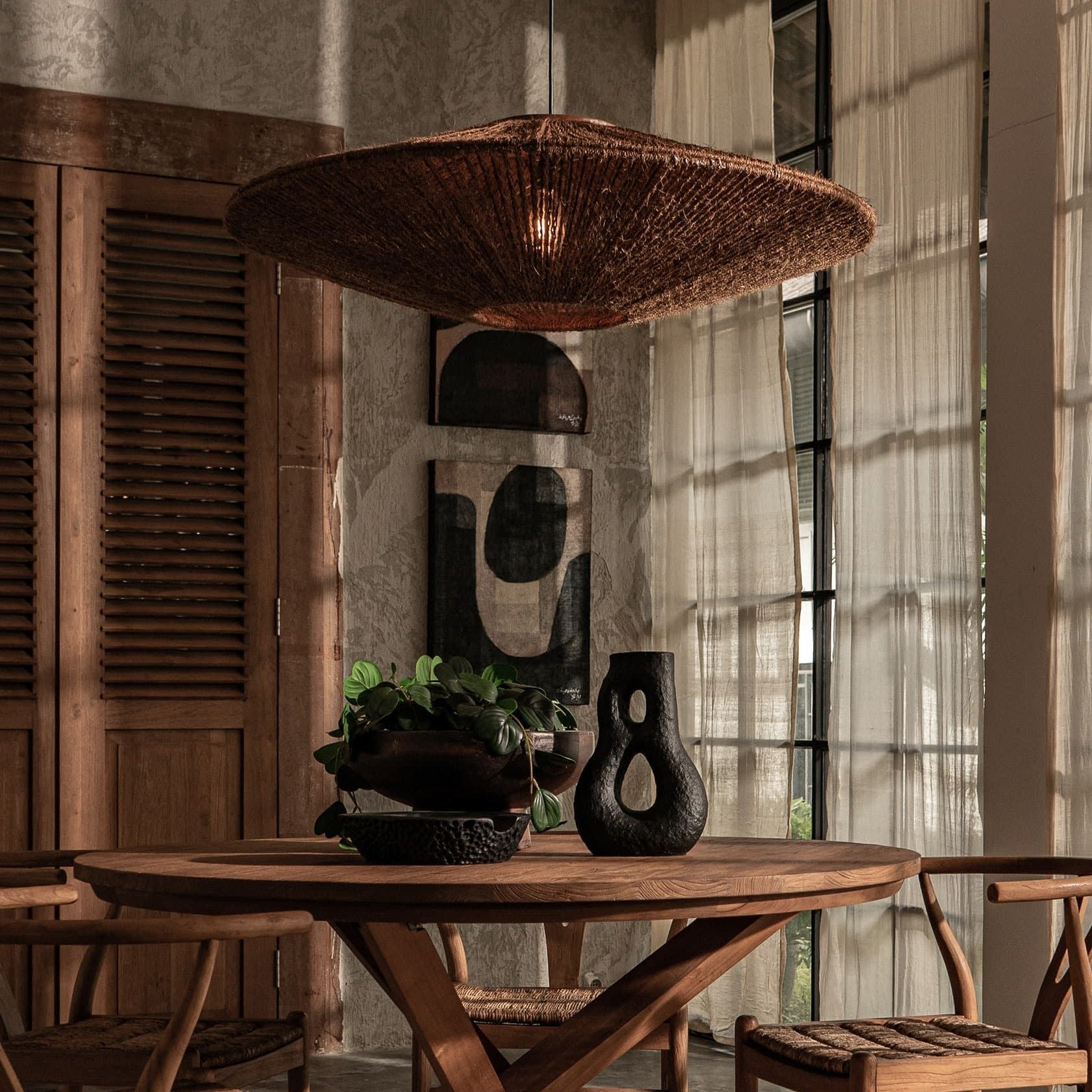 Ritta Rustico Lampade a Sospensione Rattan Soggoiorno Sala da Pranzo