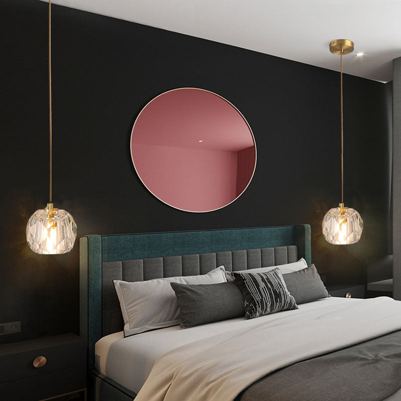 Kristy Moderno LED Lampada a Sospensione Metallo/Acrilico Oro Trasparente Diamante Sfaccettato Soggiorno/Camera da Letto