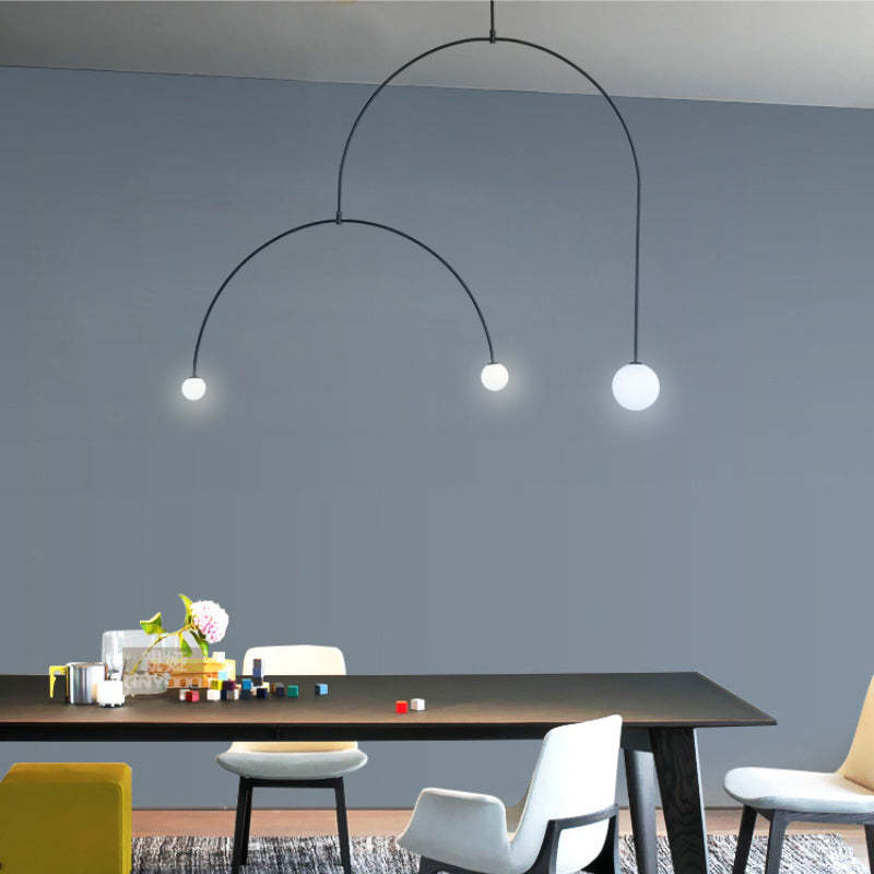 Avi Minimalista LED Lineare Lampada a Sospensione Metallo Vetro Nero Soggiorno/Camera da Letto